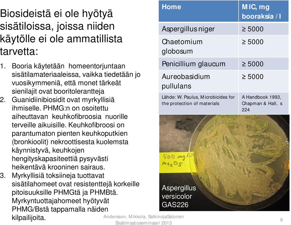 PHMG:n on osoitettu aiheuttavan keuhkofibroosia nuorille terveille aikuisille.