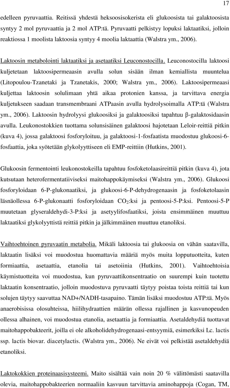 Leuconostocilla laktoosi kuljetetaan laktoosipermeaasin avulla solun sisään ilman kemiallista muuntelua (Litopoulou-Tzanetaki ja Tzanetakis, 2000; Walstra ym., 2006).