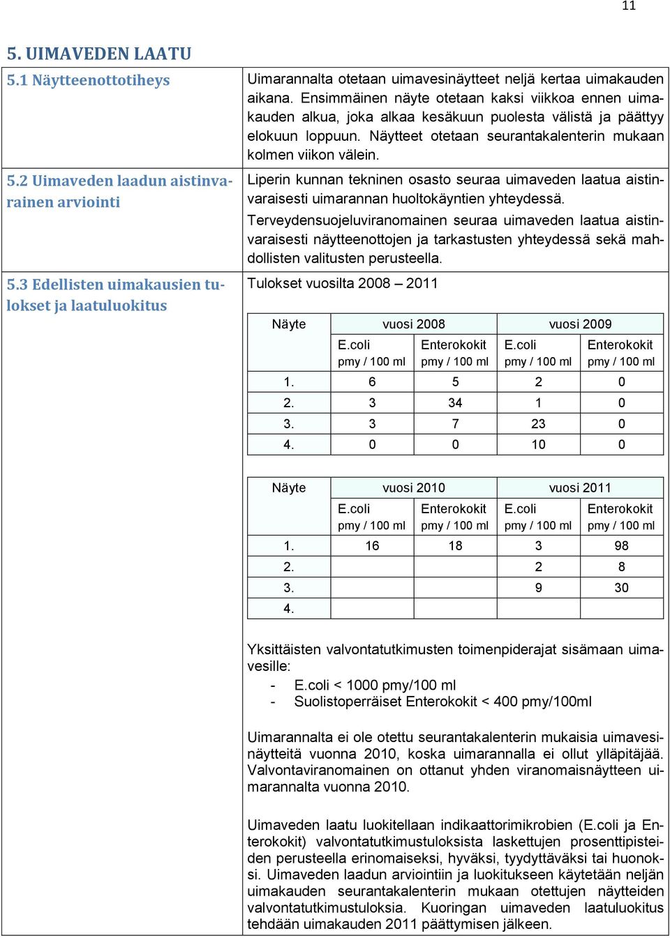 2 Uimaveden laadun aistinvarainen arviointi 5.