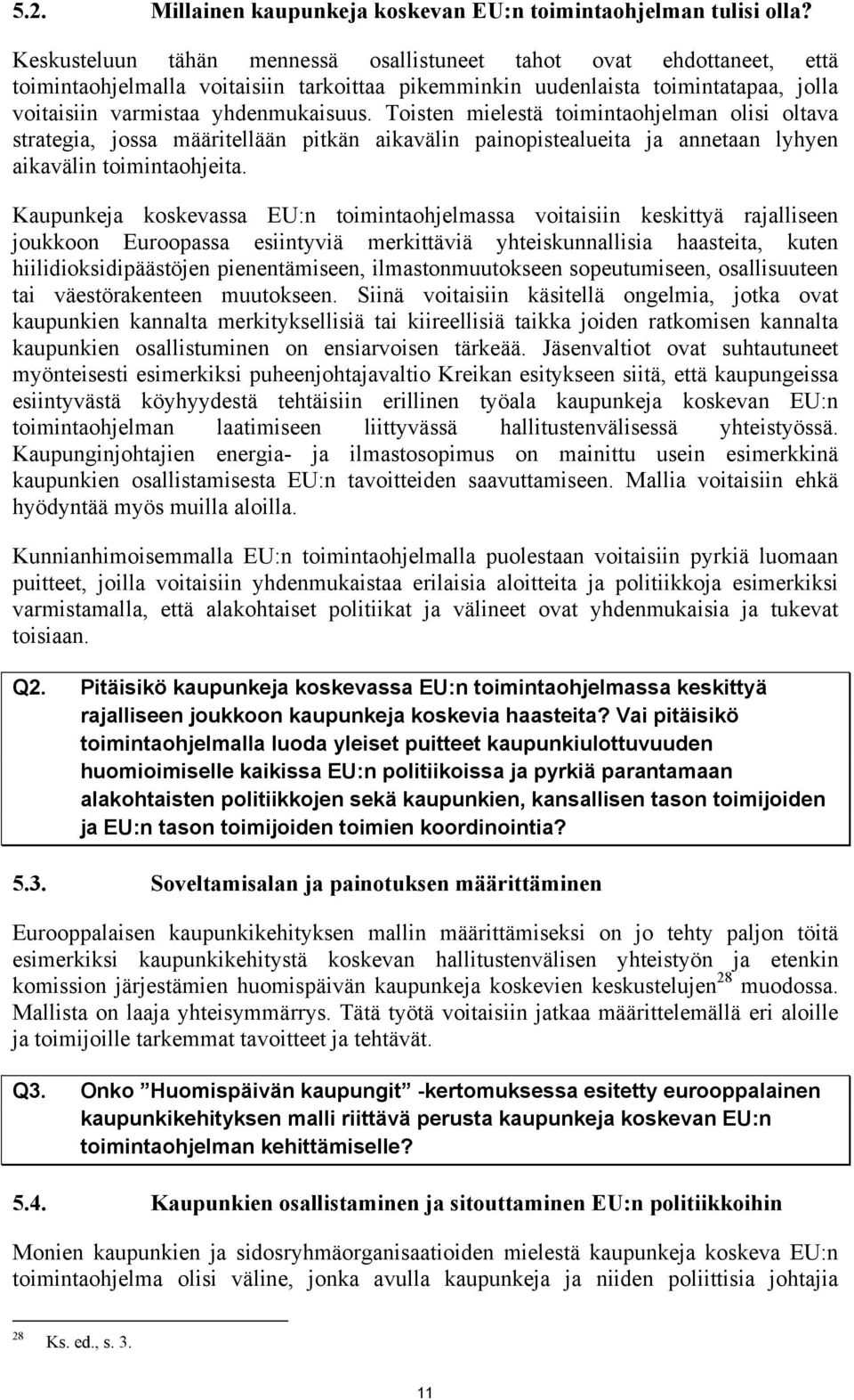 Toisten mielestä toimintaohjelman olisi oltava strategia, jossa määritellään pitkän aikavälin painopistealueita ja annetaan lyhyen aikavälin toimintaohjeita.