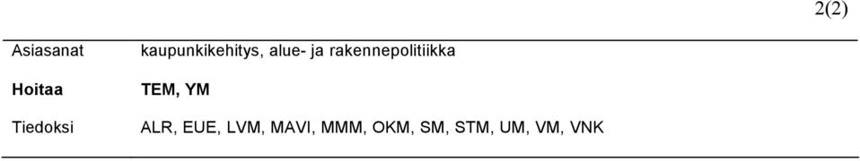 rakennepolitiikka TEM, YM ALR,