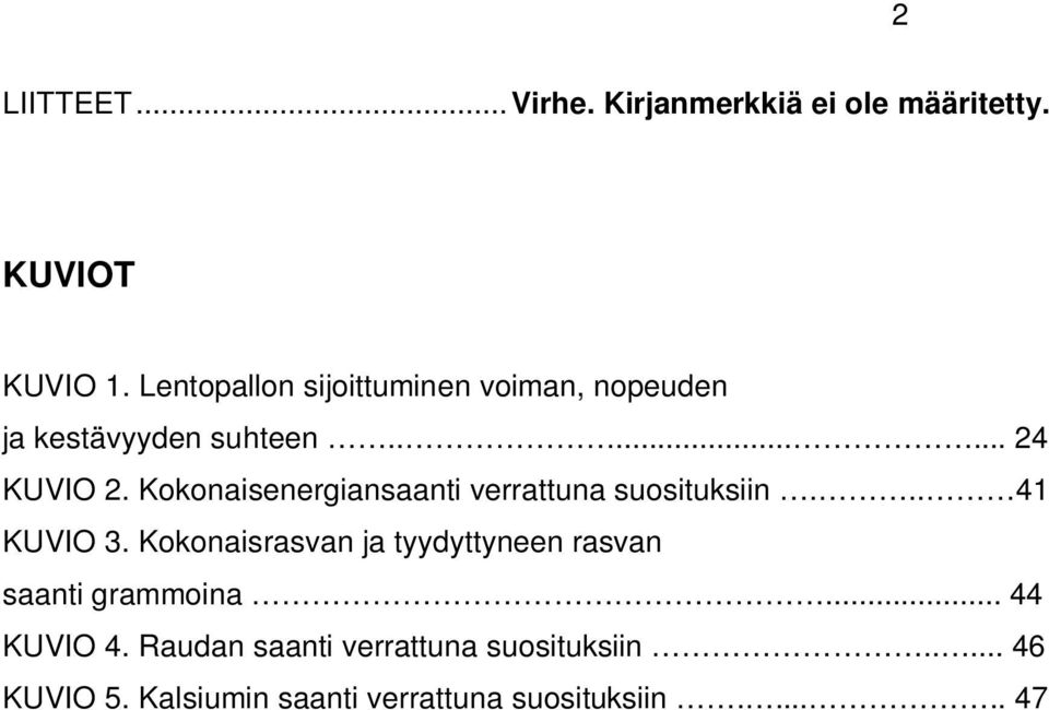 Kokonaisenergiansaanti verrattuna suosituksiin... 41 KUVIO 3.