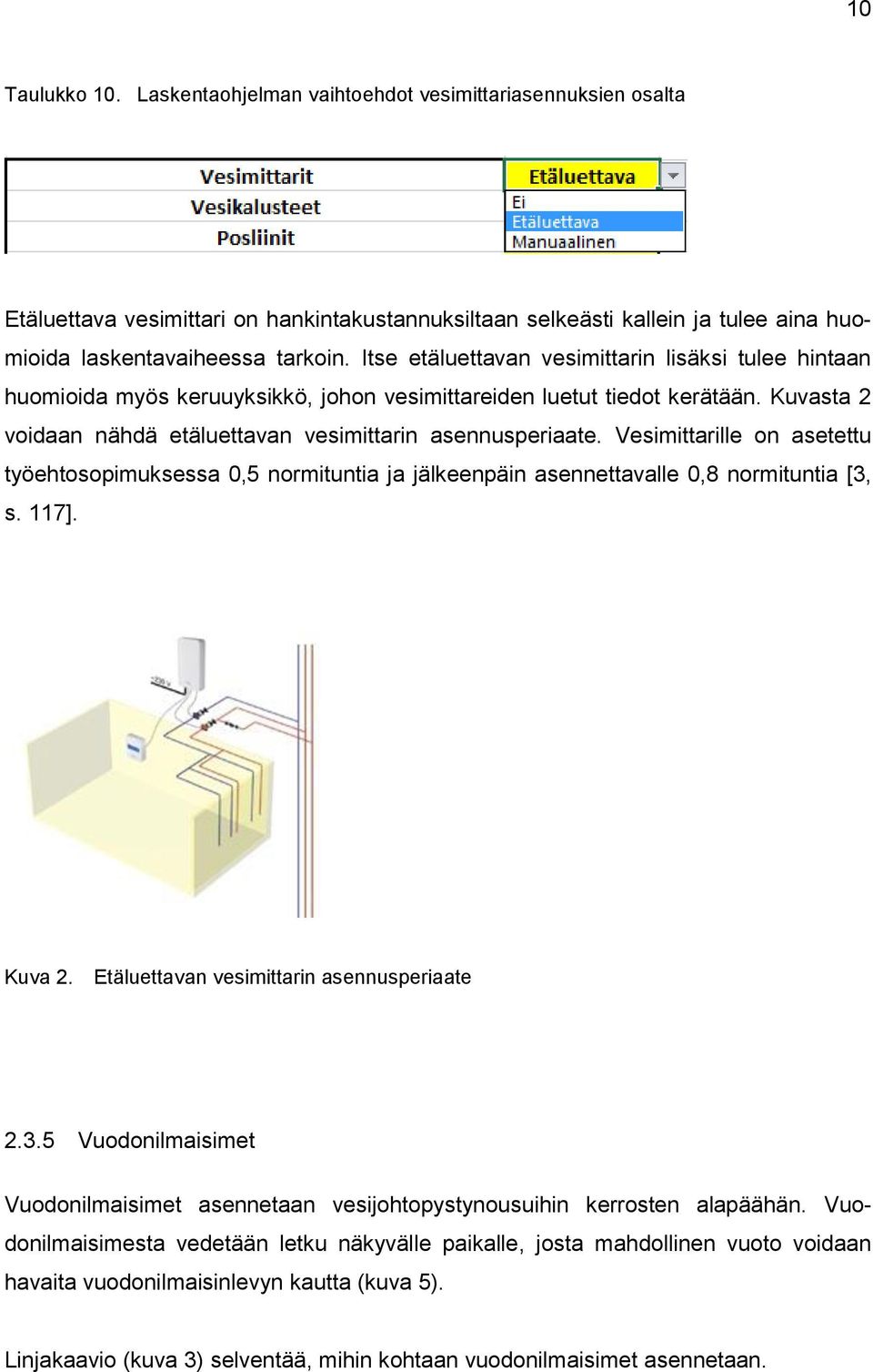 Vesimittarille on asetettu työehtosopimuksessa 0,5 normituntia ja jälkeenpäin asennettavalle 0,8 normituntia [3,