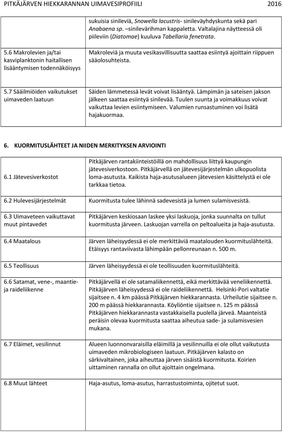 7 Sääilmiöiden vaikutukset uimaveden laatuun Säiden lämmetessä levät voivat lisääntyä. Lämpimän ja sateisen jakson jälkeen saattaa esiintyä sinilevää.