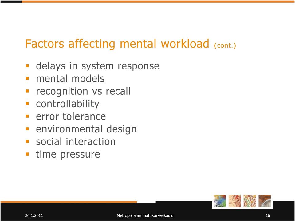 vs recall controllability error tolerance environmental