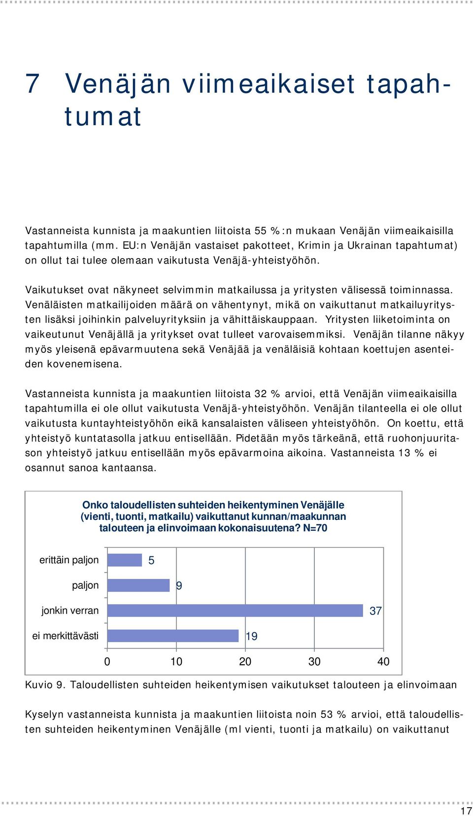 Vaikutukset ovat näkyneet selvimmin matkailussa ja yritysten välisessä toiminnassa.