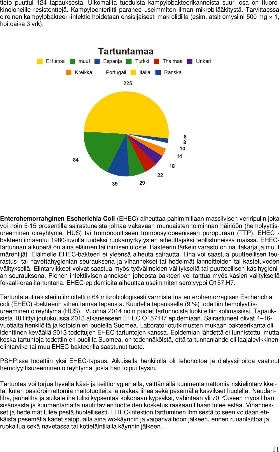 Enterohemorrahginen Escherichia Coli (EHEC) aiheuttaa pahimmillaan massiivisen veriripulin joka voi noin 5-5 prosentilla sairastuneista johtaa vakavaan munuaisten toiminnan häiriöön