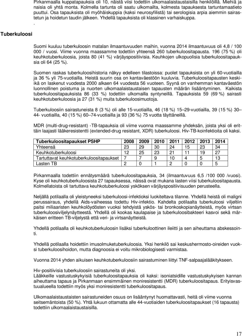 Osa tapauksista oli myöhäiskuppia (kaksi neurosyfilistä) tai serologisia arpia aiemmin sairastetun ja hoidetun taudin jälkeen. Yhdellä tapauksista oli klassinen varhaiskuppa.