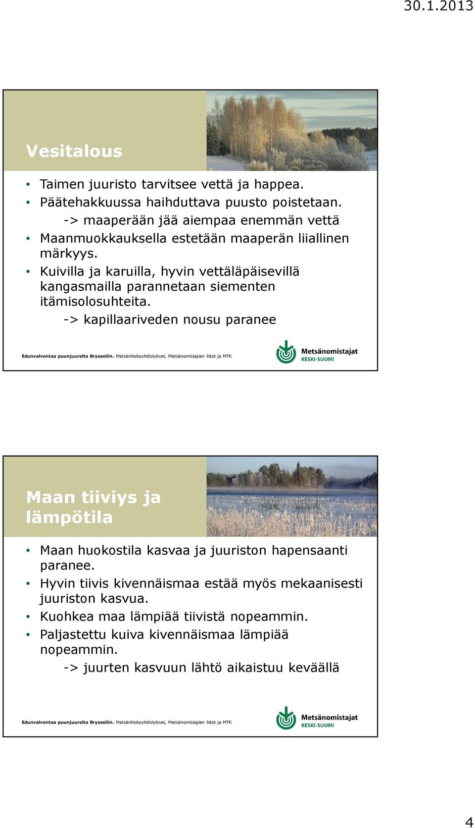 Kuivilla ja karuilla, hyvin vettäläpäisevillä kangasmailla parannetaan siementen itämisolosuhteita.