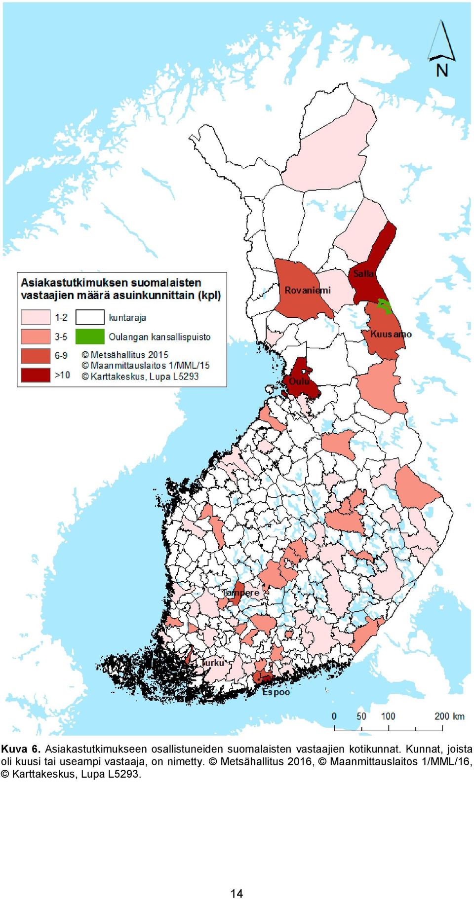 vastaajien kotikunnat.