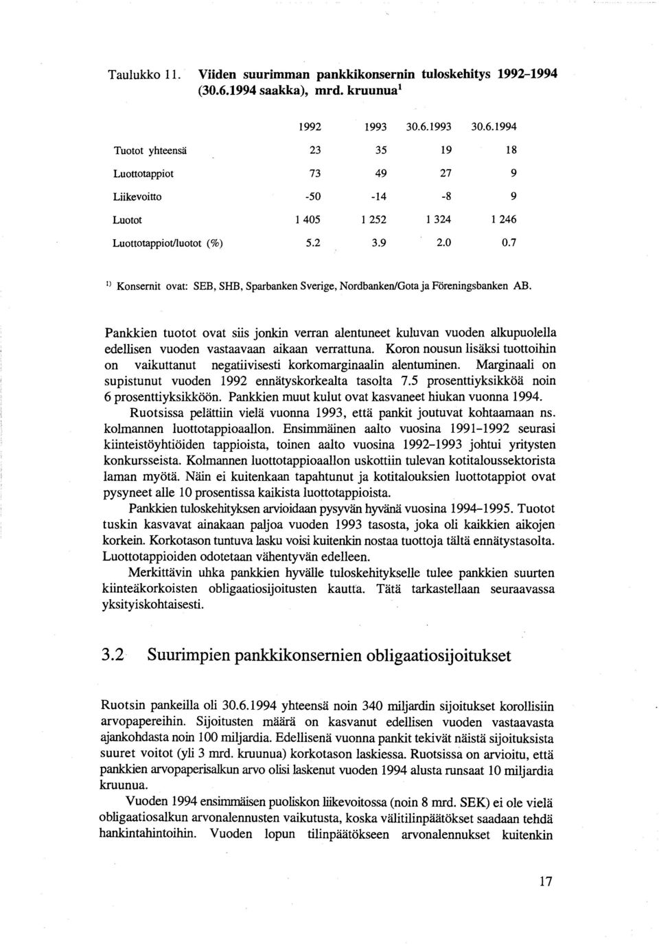 7 1) Konsernit ovat: SEB, SHB, Sparbanken Sverige, NordbankenlGotaja Föreningsbanken AB.