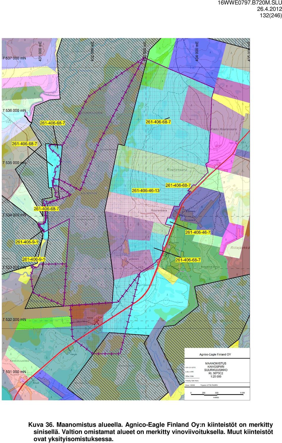 Agnico-Eagle Finland Oy:n kiinteistöt on merkitty