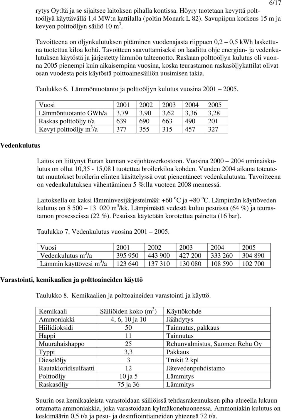 Tavoitteen saavuttamiseksi on laadittu ohje energian- ja vedenkulutuksen käytöstä ja järjestetty lämmön talteenotto.