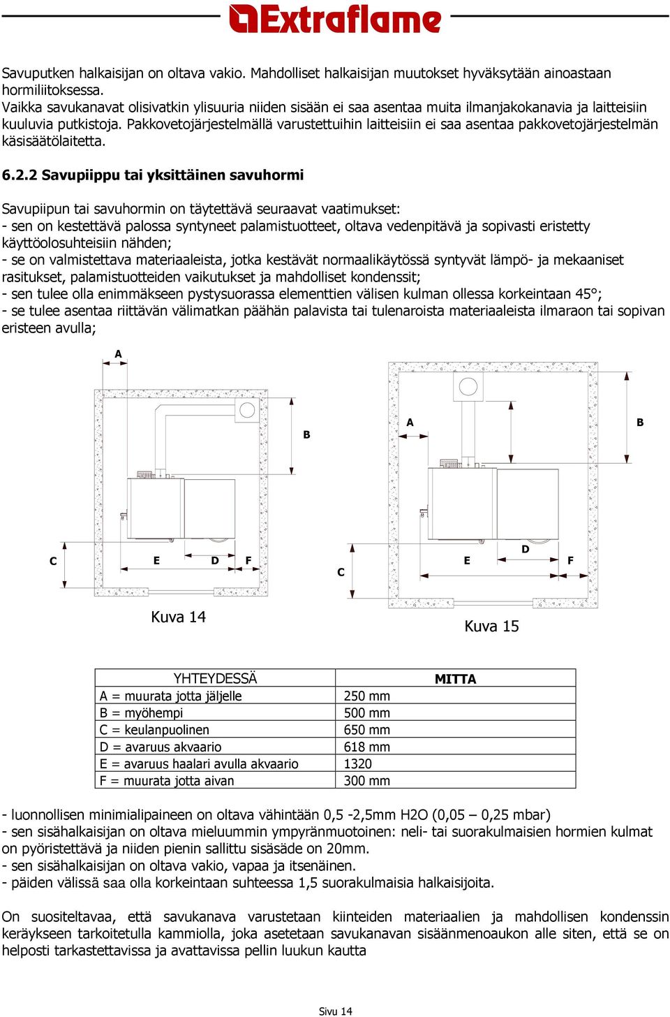 Pakkovetojärjestelmällä varustettuihin laitteisiin ei saa asentaa pakkovetojärjestelmän käsisäätölaitetta. 6.2.