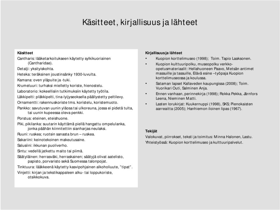 Läkkipelti: pläkkipelti, tina-lyijyseoksella päällystetty peltilevy. Ornamentti: rakennuskoriste tms. koristelu, koristemuoto.