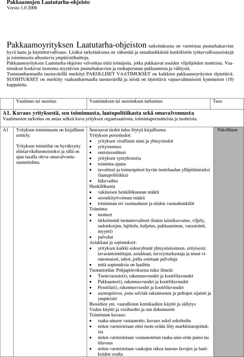 Pakkaamoyrityksen Laatutarha-ohjeisto velvoittaa niitä toimijoita, jotka pakkaavat useiden viljelijöiden tuotteista.