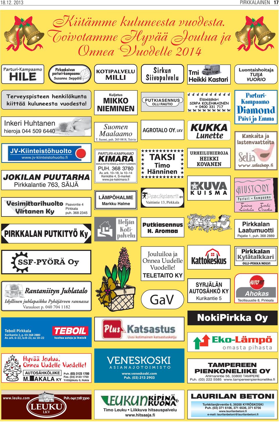 VUORIO Terveyspisteen henkilökunta kiittää kuluneesta vuodesta!