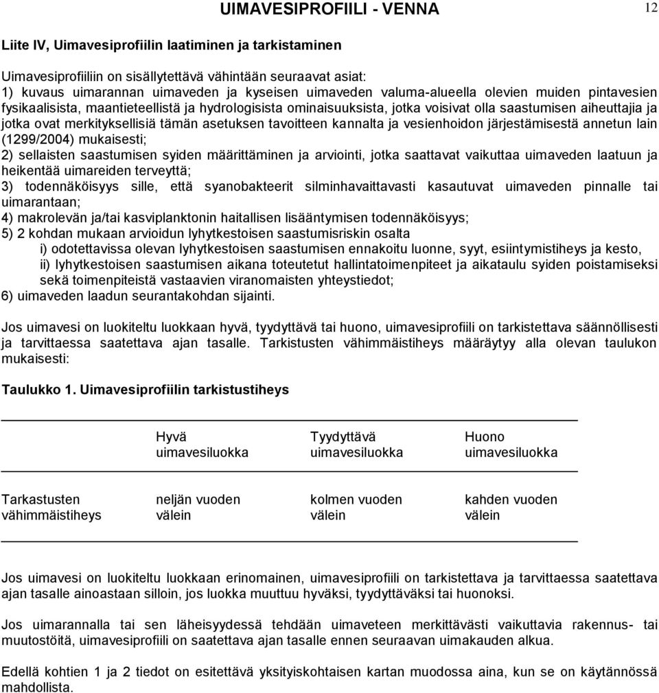 tämän asetuksen tavoitteen kannalta ja vesienhoidon järjestämisestä annetun lain (1299/2004) mukaisesti; 2) sellaisten saastumisen syiden määrittäminen ja arviointi, jotka saattavat vaikuttaa