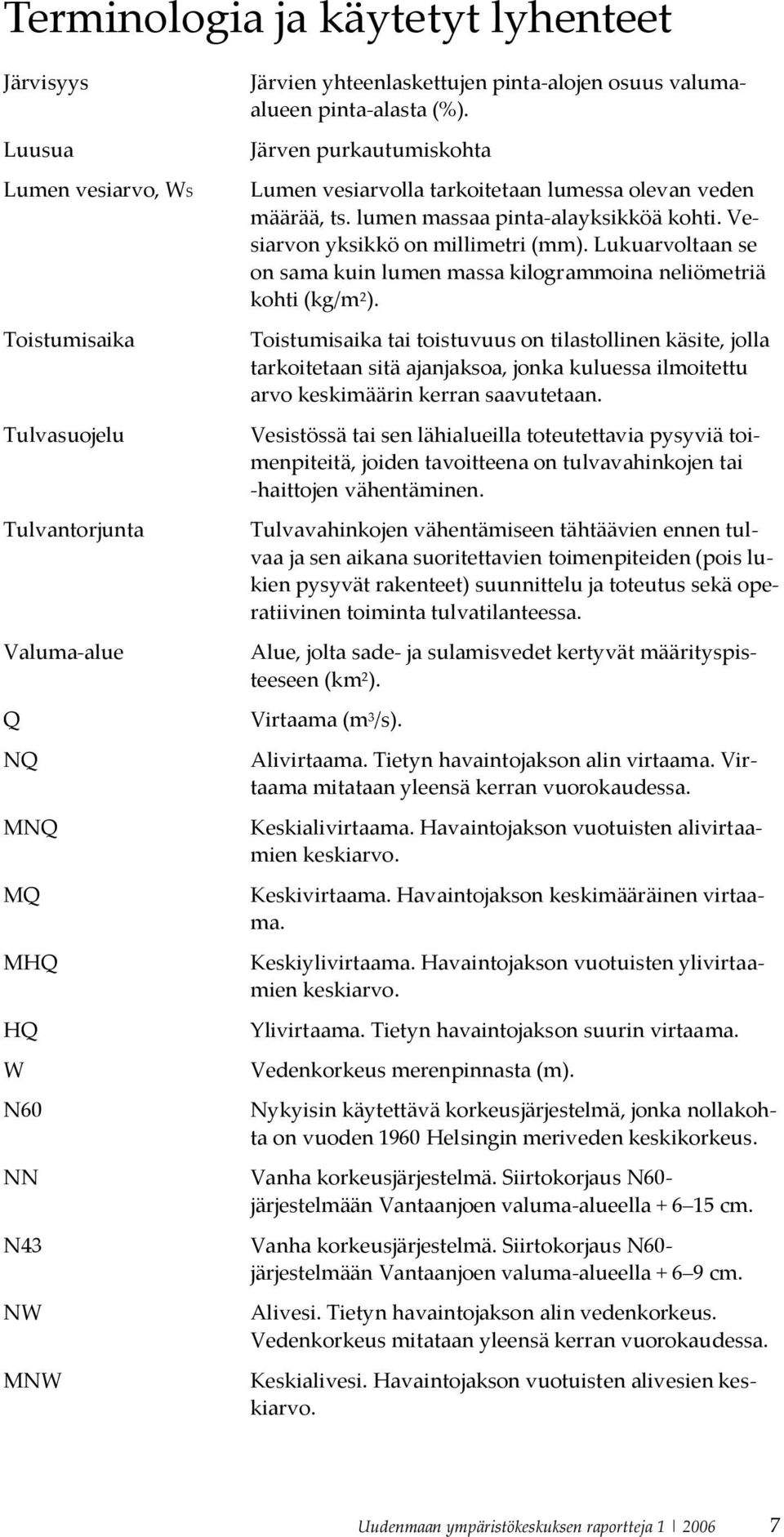 Ve siarvon yksikkö on millimetri(mm). Lukuarvoltaan se on sama kuin lumen massa kilogrammoina neliömetriä kohti(kg/m 2 ).