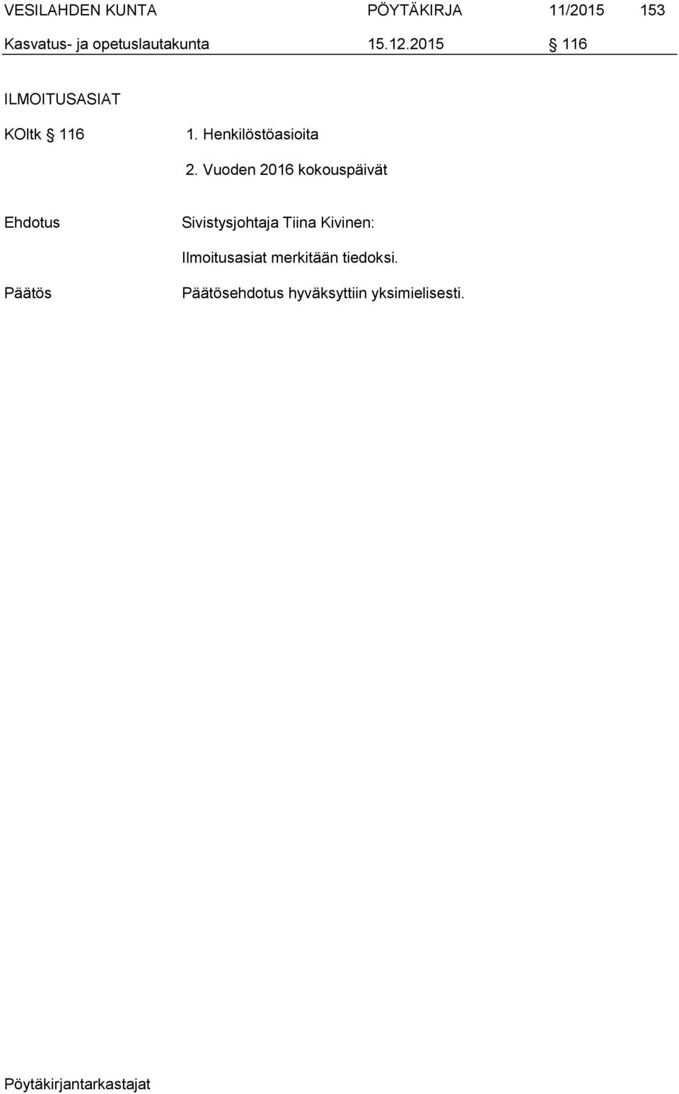 Henkilöstöasioita 2.