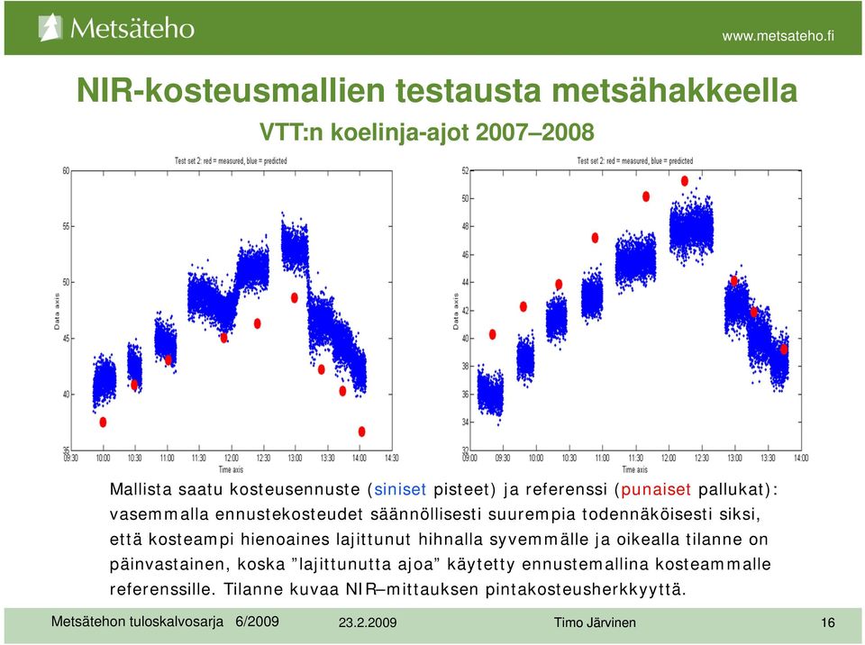 siksi, että kosteampi hienoaines lajittunut hihnalla syvemmälle ja oikealla tilanne on päinvastainen, koska