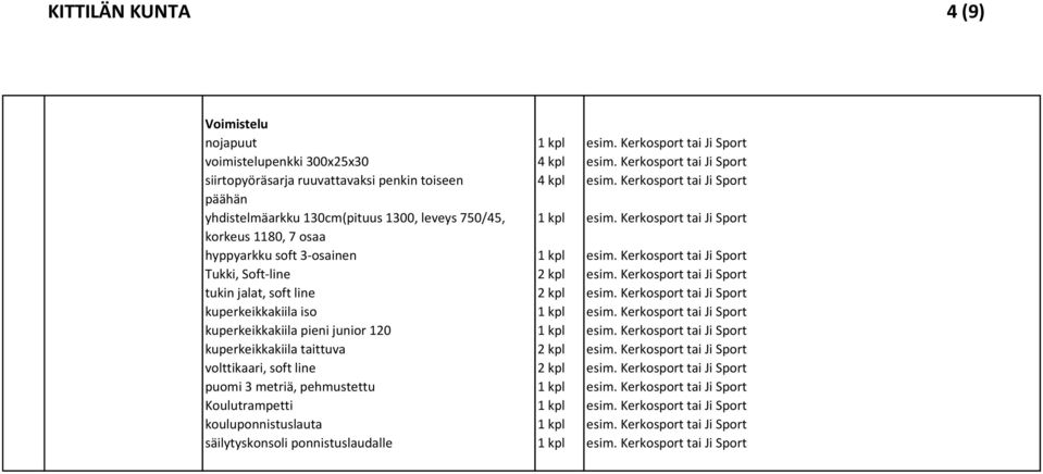 Kerkosport tai Ji Sport Tukki, Soft-line 2 kpl esim. Kerkosport tai Ji Sport tukin jalat, soft line 2 kpl esim. Kerkosport tai Ji Sport kuperkeikkakiila iso 1 kpl esim.