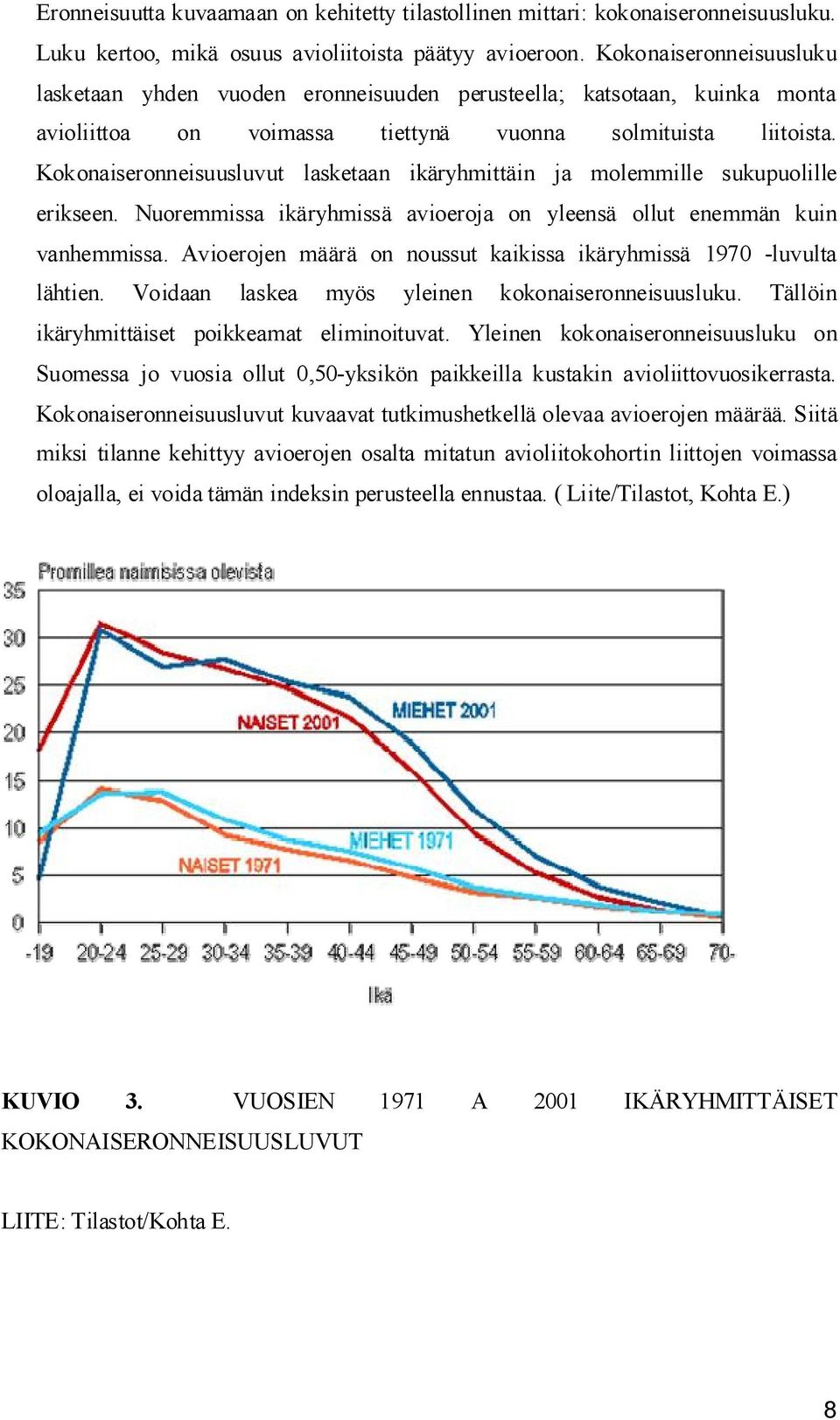 Kokonaiseronneisuusluvut lasketaan ikäryhmittäin ja molemmille sukupuolille erikseen. Nuoremmissa ikäryhmissä avioeroja on yleensä ollut enemmän kuin vanhemmissa.