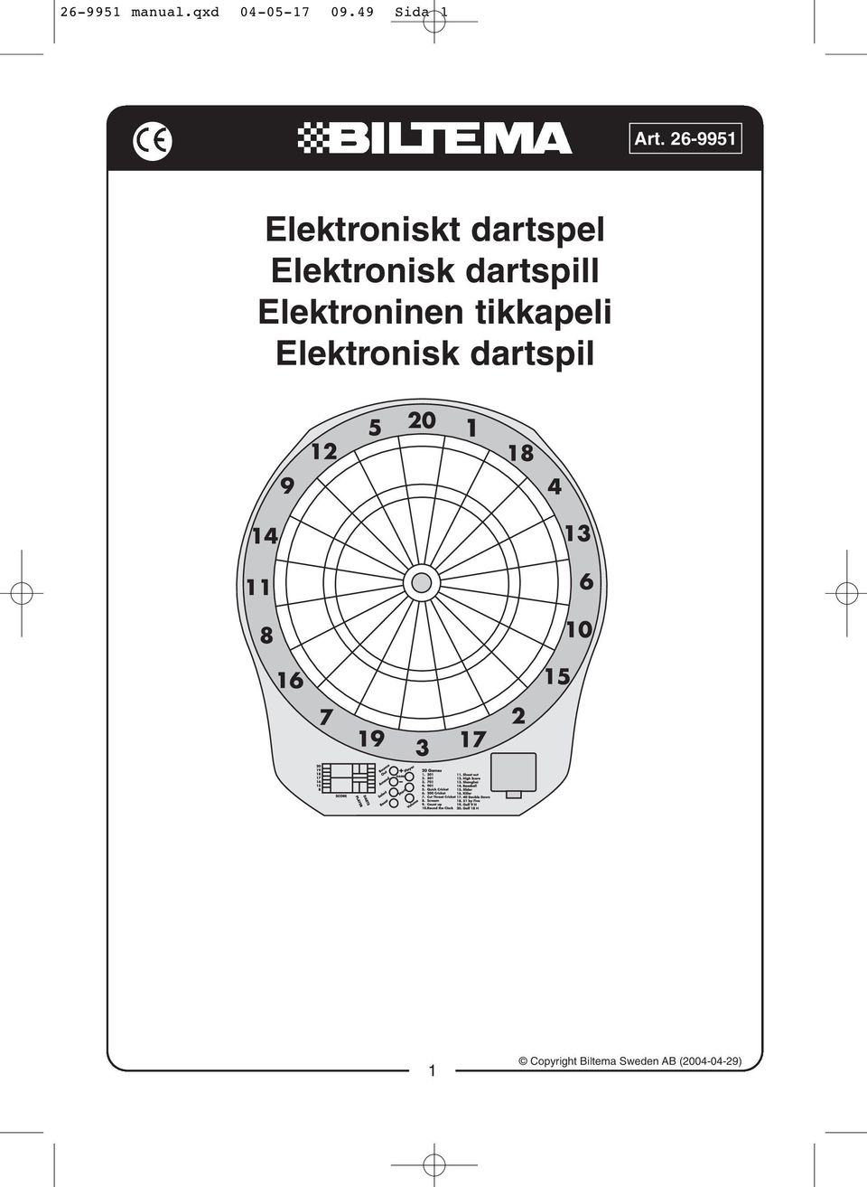 Elektronisk dartspill Elektroninen