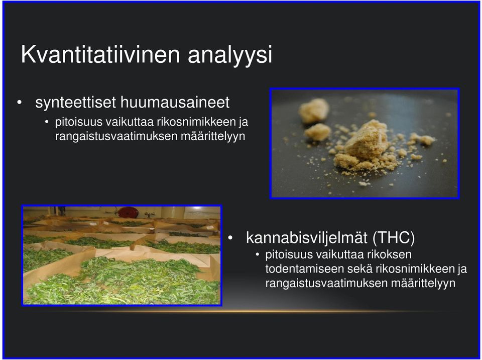 kannabisviljelmät (THC) pitoisuus vaikuttaa rikoksen
