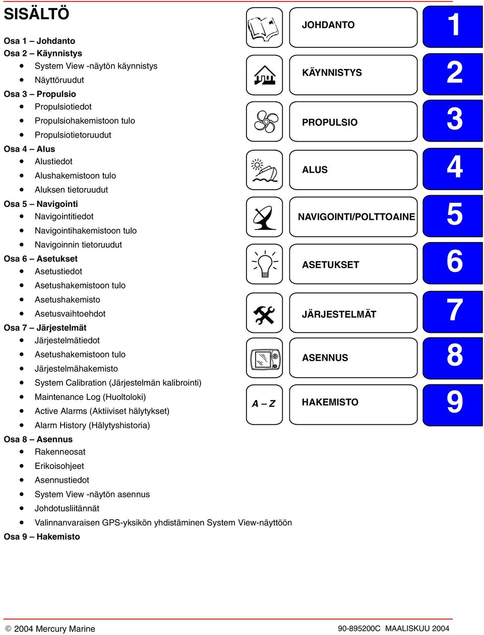 ASETUKSET Asetustiedot Asetushakemistoon tulo Asetushakemisto 7 Asetusvaihtoehdot JÄRJESTELMÄT Osa 7 Järjestelmät Järjestelmätiedot 8 Asetushakemistoon tulo ASENNUS Järjestelmähakemisto System