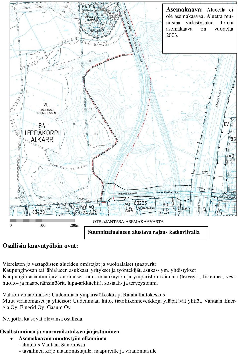 ja työntekijät, asukas- ym. yhdistykset Kaupungin asiantuntijaviranomaiset: mm.