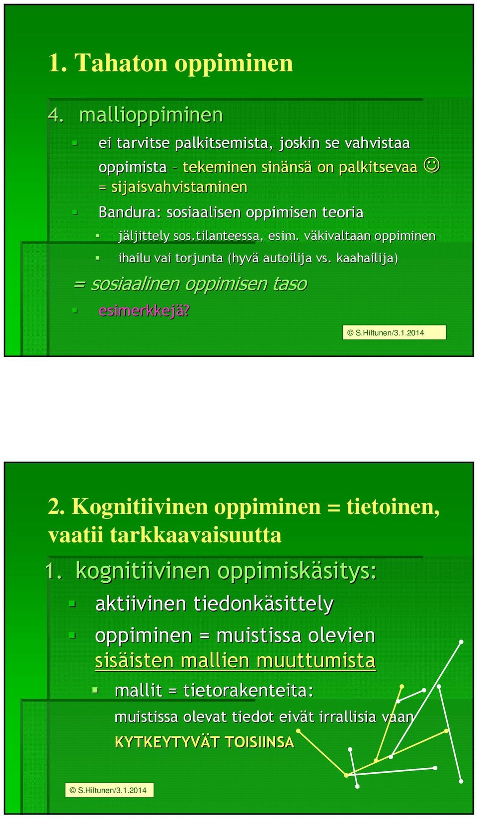 oppimisen teoria jäljittely sos.tilanteessa, esim. väkivaltaan v oppiminen ihailu vai torjunta (hyvä autoilija vs.