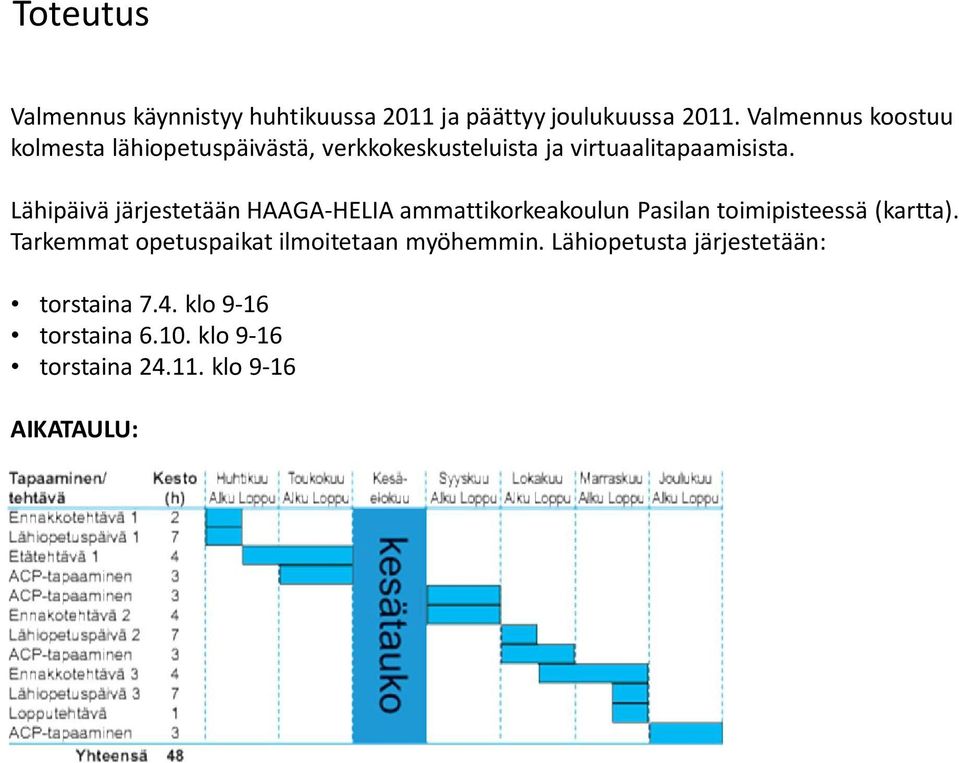 Lähipäivä järjestetään HAAGA-HELIA ammattikorkeakoulun Pasilan toimipisteessä (kartta).