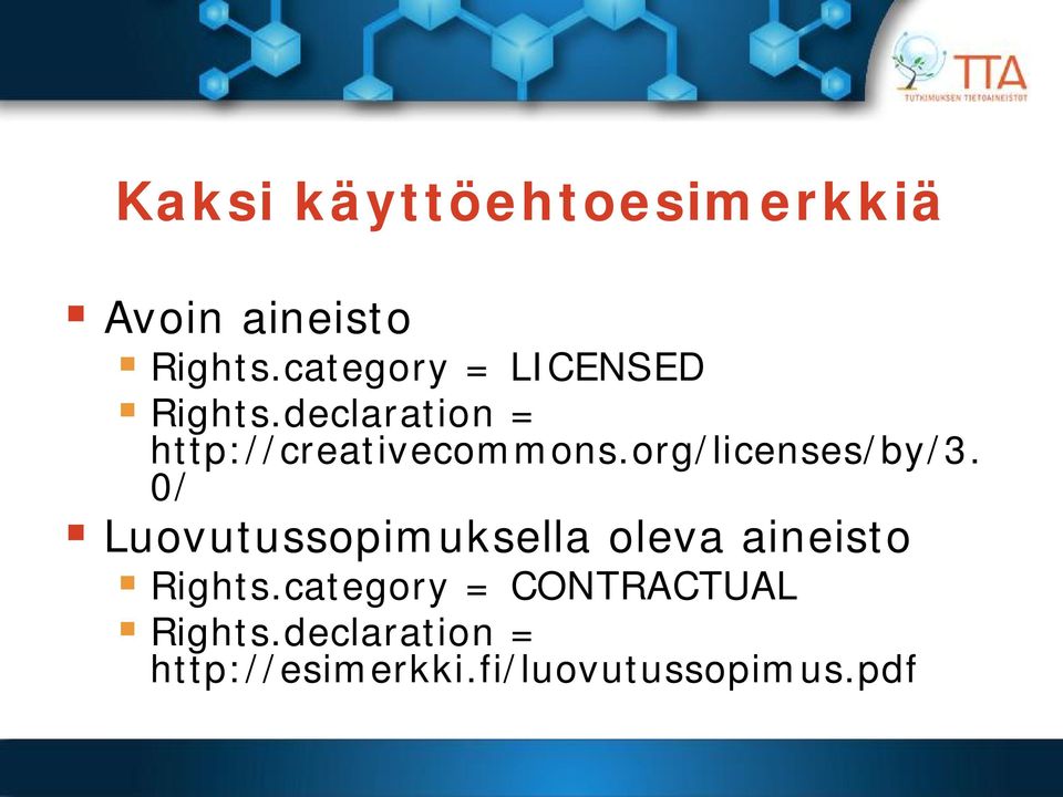 org/licenses/by/3. 0/ Luovutussopimuksella oleva aineisto Rights.