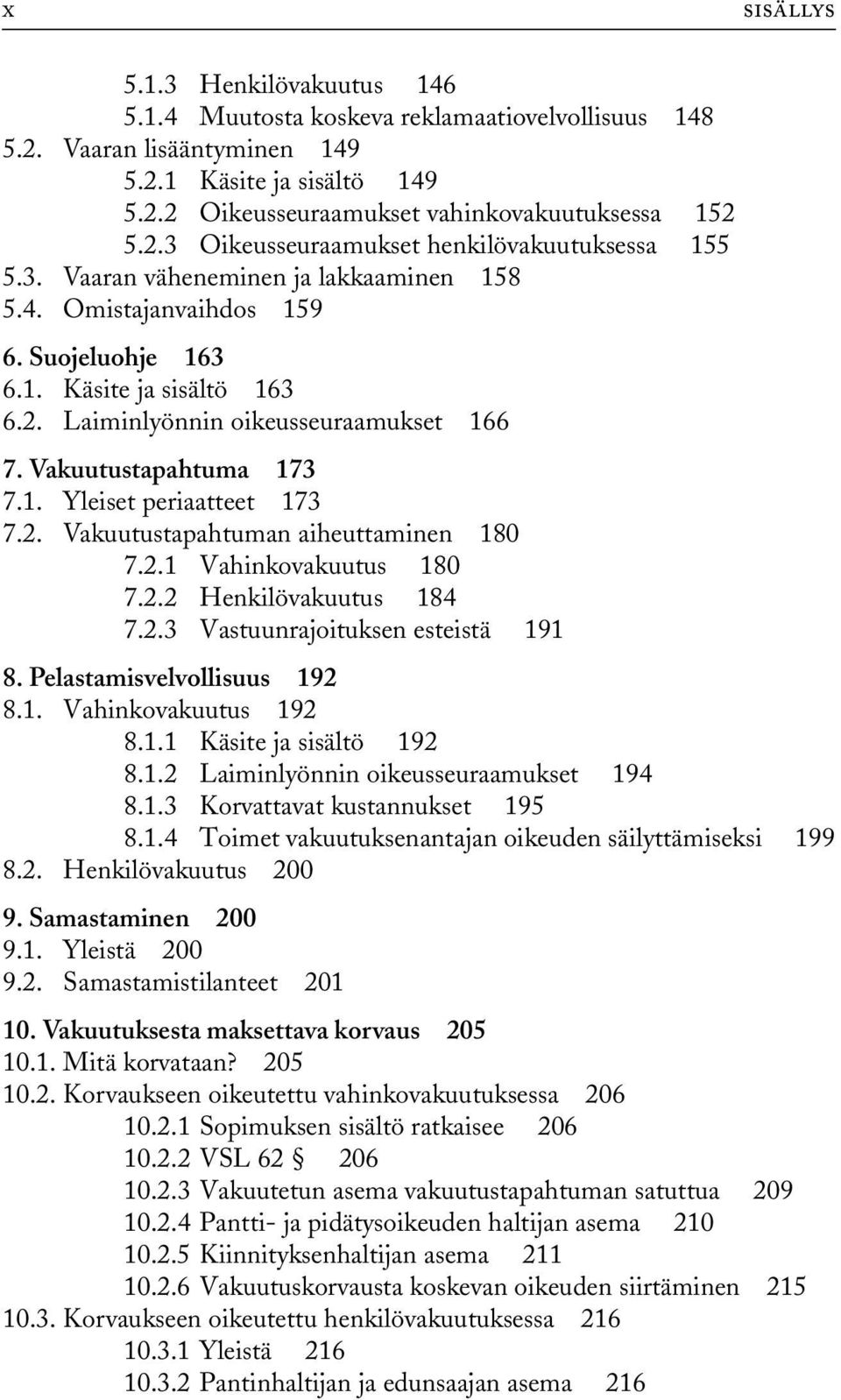 2. Vakuutustapahtuman aiheuttaminen 180 7.2.1 Vahinkovakuutus 180 7.2.2 Henkilövakuutus 184 7.2.3 Vastuunrajoituksen esteistä 191 8. Pelastamisvelvollisuus 192 8.1. Vahinkovakuutus 192 8.1.1 Käsite ja sisältö 192 8.