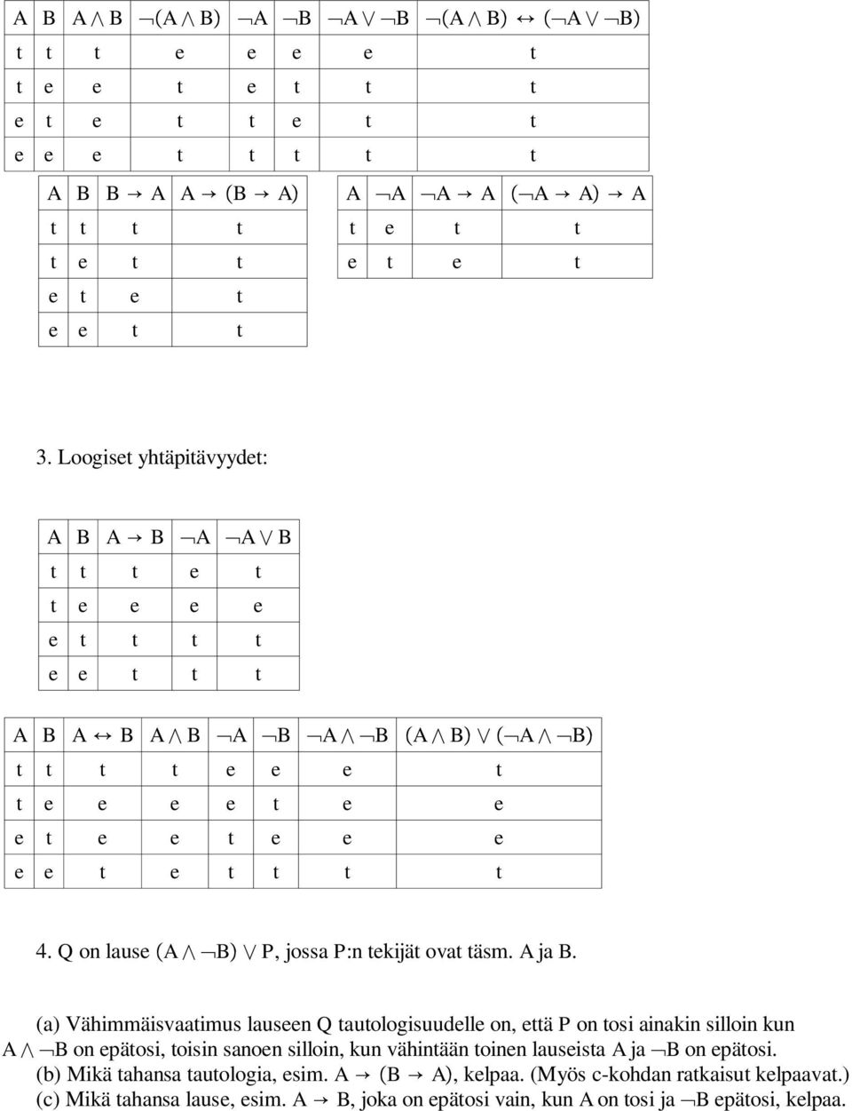 Q on lause A B P, jossa P:n tekijät ovat täsm. A ja B.