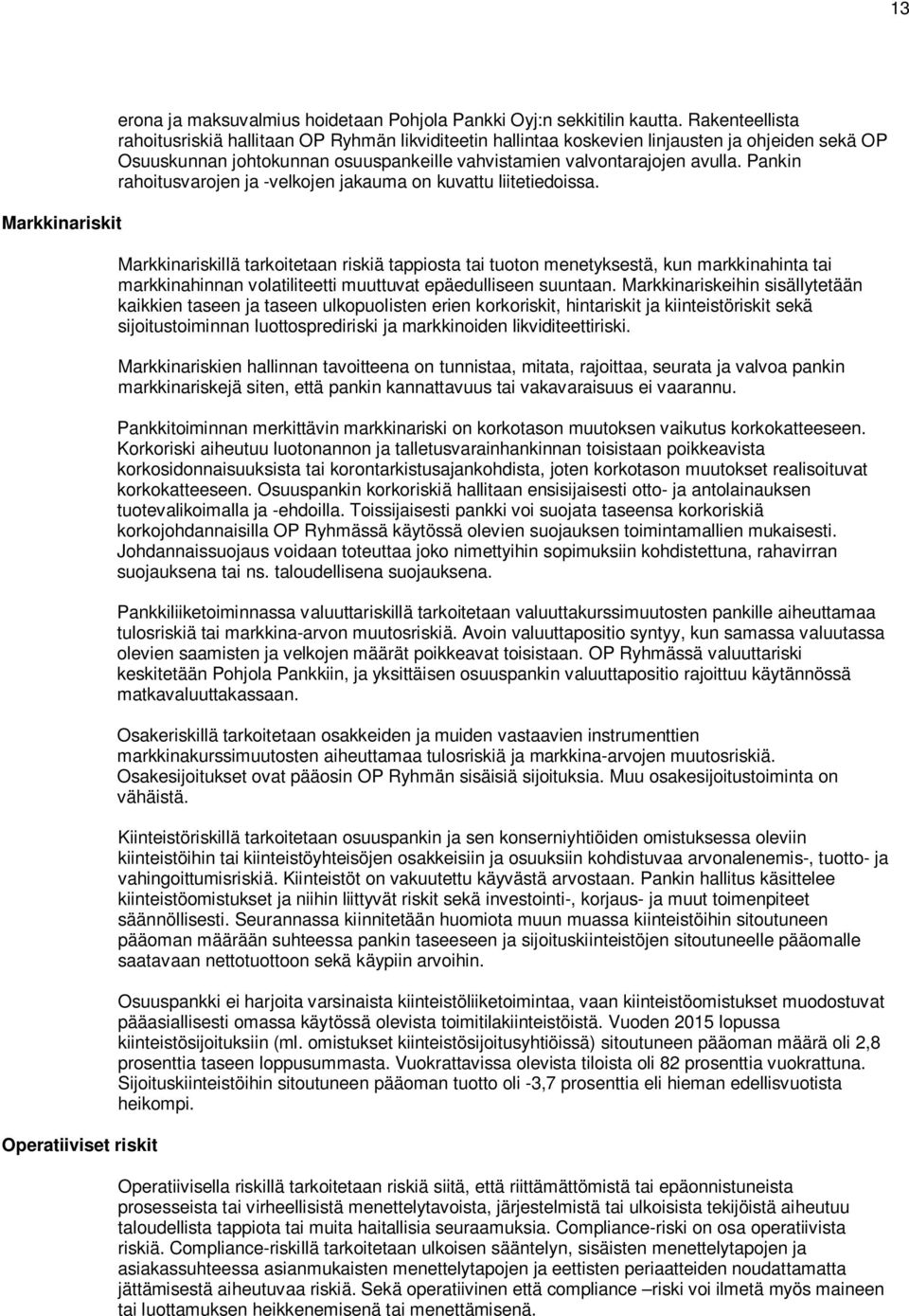 Pankin rahoitusvarojen ja -velkojen jakauma on kuvattu liitetiedoissa.