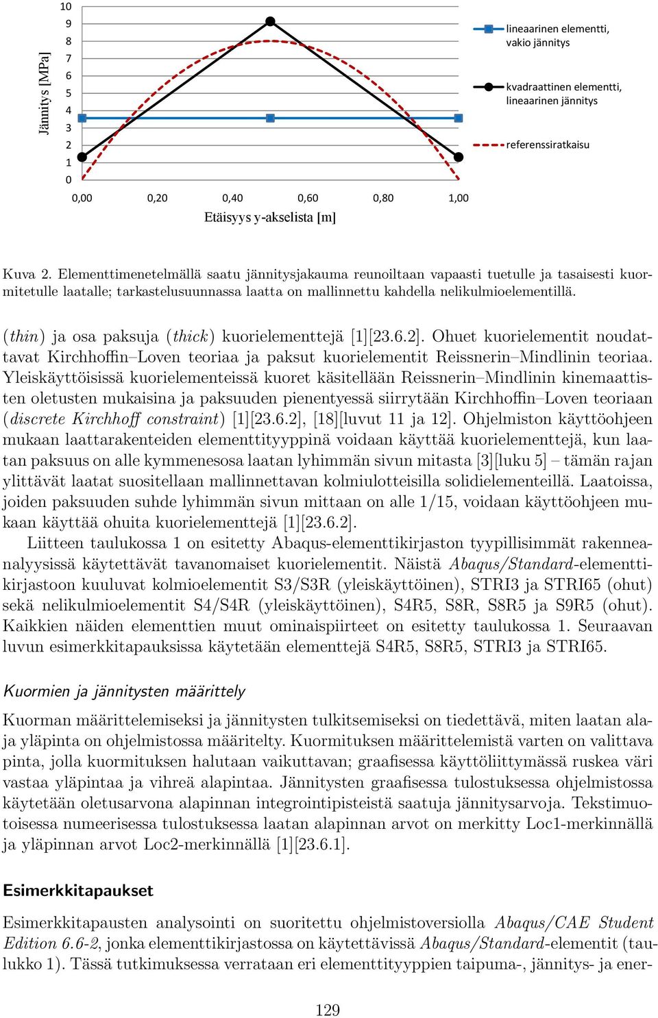 (thin) ja osa paksuja (thick) kuorielementtejä [1][23.6.2]. Ohuet kuorielementit noudattavat Kirchhoffin Loven teoriaa ja paksut kuorielementit Reissnerin Mindlinin teoriaa.