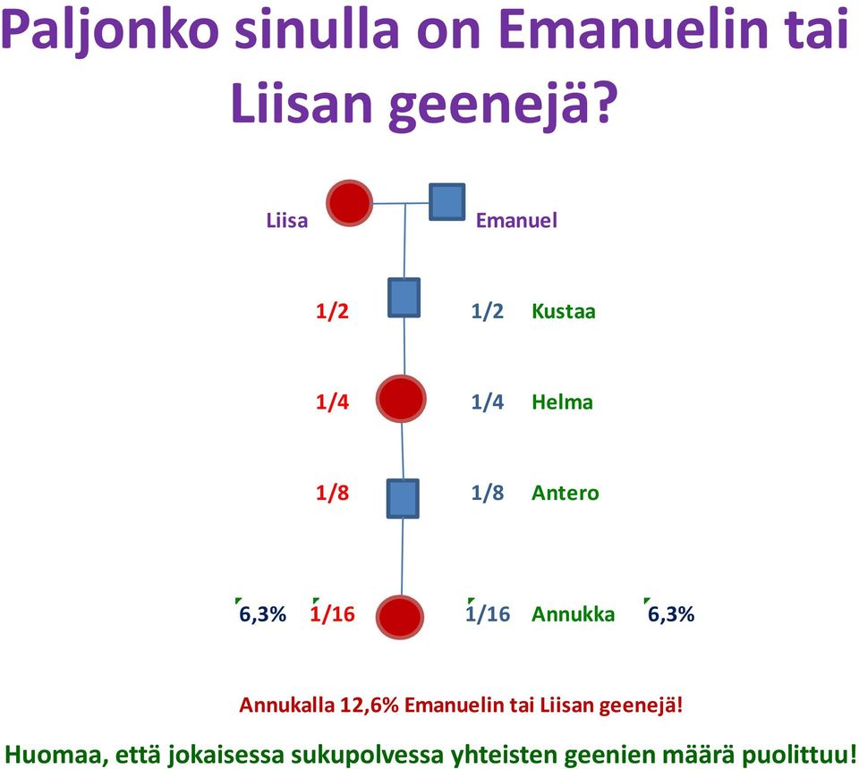 1/16 1/16 Annukka 6,3% Annukalla 12,6% Emanuelin tai Liisan