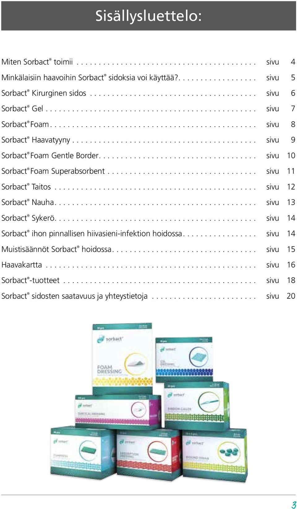 ... sivu 11 Sorbact Taitos... sivu 12 Sorbact Nauha.... sivu 13 Sorbact Sykerö.... sivu 14 Sorbact ihon pinnallisen hiivasieni-infektion hoidossa.