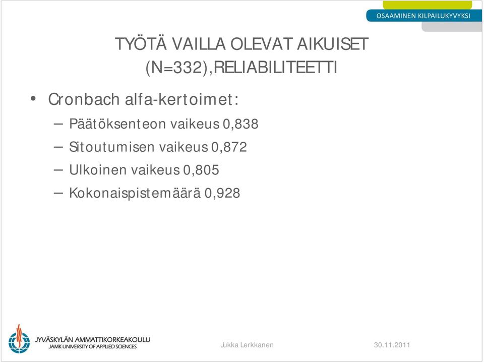 alfa-kertoimet: Päätöksenteon vaikeus 0,838