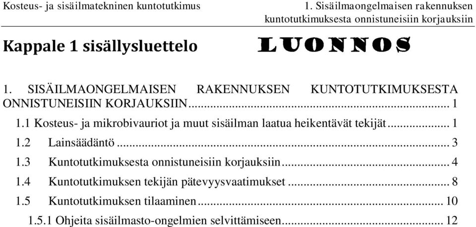 1 Kosteus- ja mikrobivauriot ja muut sisäilman laatua heikentävät tekijät... 1 1.2 Lainsäädäntö... 3 1.