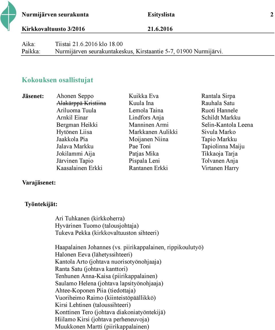 Kuikka Eva Kuula Ina Lemola Taina Lindfors Anja Manninen Armi Markkanen Aulikki Moijanen Niina Pae Toni Patjas Mika Pispala Leni Rantanen Erkki Rantala Sirpa Rauhala Satu Ruoti Hannele Schildt Markku