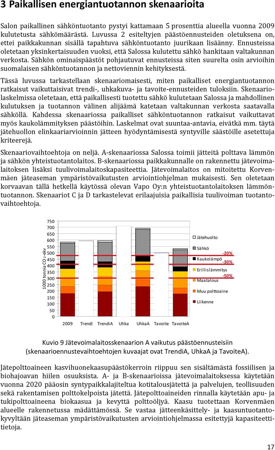 Ennusteissa oletetaan yksinkertaisuuden vuoksi, että Salossa kulutettu sähkö hankitaan valtakunnan verkosta.