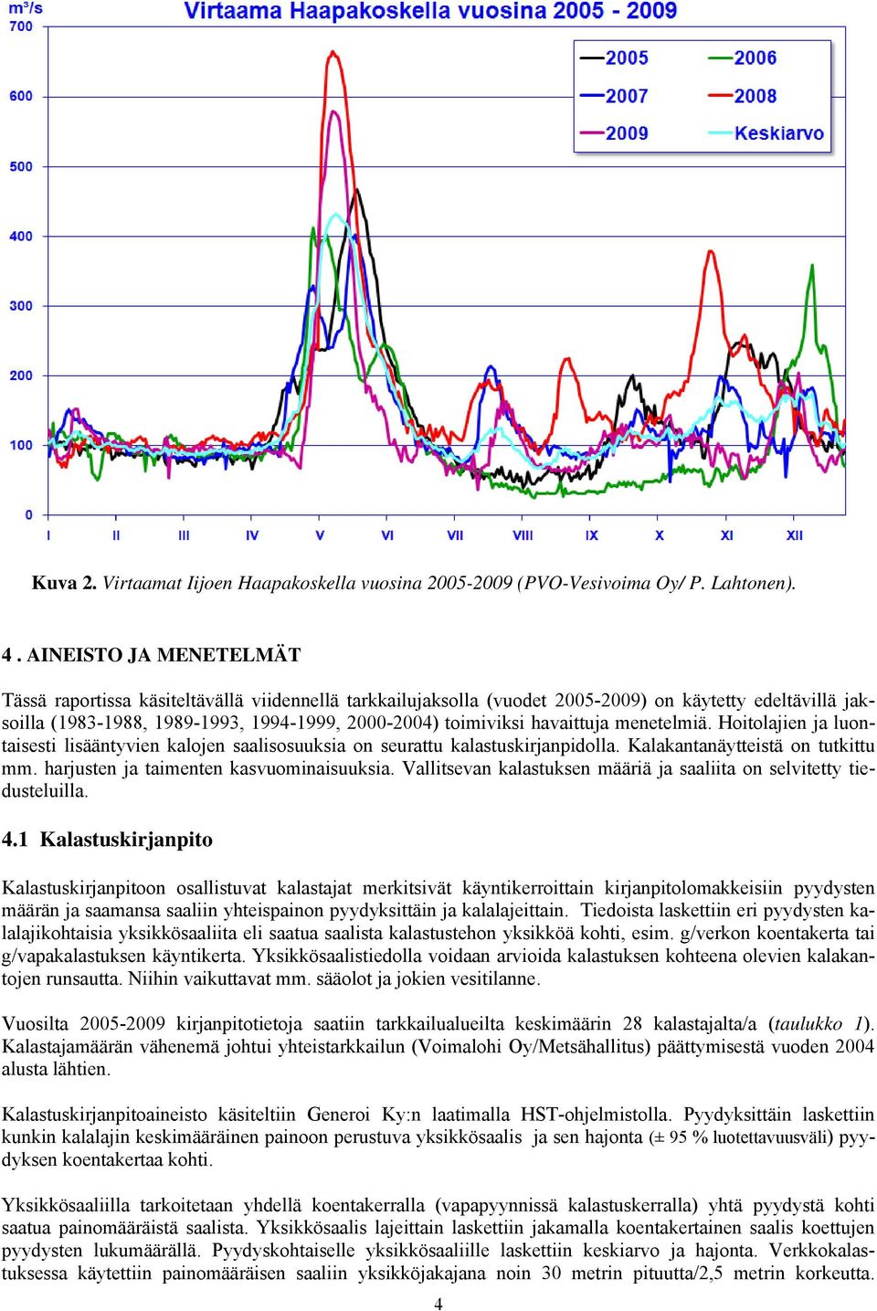 menetelmiä. Hoitolajien ja luontaisesti lisääntyvien kalojen saalisosuuksia on seurattu kalastuskirjanpidolla. Kalakantanäytteistä on tutkittu mm. harjusten ja taimenten kasvuominaisuuksia.