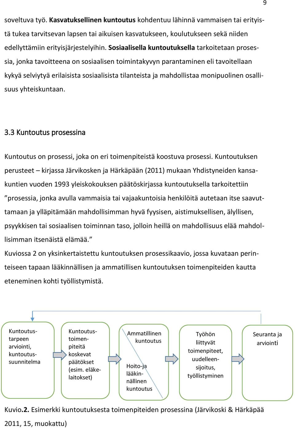 monipuolinen osallisuus yhteiskuntaan. 3.3 Kuntoutus prosessina Kuntoutus on prosessi, joka on eri toimenpiteistä koostuva prosessi.