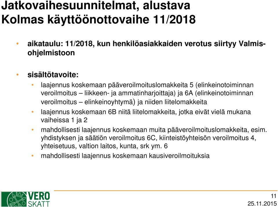 liitelomakkeita laajennus koskemaan 6B niitä liitelomakkeita, jotka eivät vielä mukana vaiheissa 1 ja 2 mahdollisesti laajennus koskemaan muita pääveroilmoituslomakkeita,