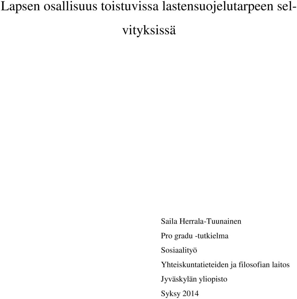 Herrala-Tuunainen Pro gradu -tutkielma