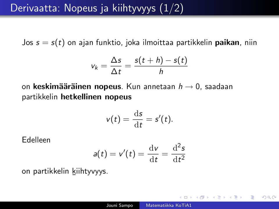 keskimääräinen nopeus.