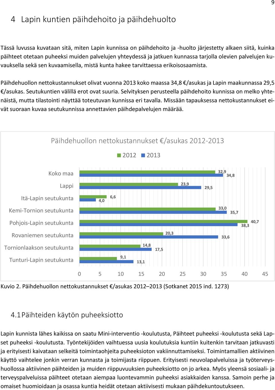 Päihdehuollon nettokustannukset olivat vuonna 2013 koko maassa 34,8 /asukas ja Lapin maakunnassa 29,5 /asukas. Seutukuntien välillä erot ovat suuria.
